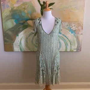 Parker Sequin Dress Black Label Light Green size 8
